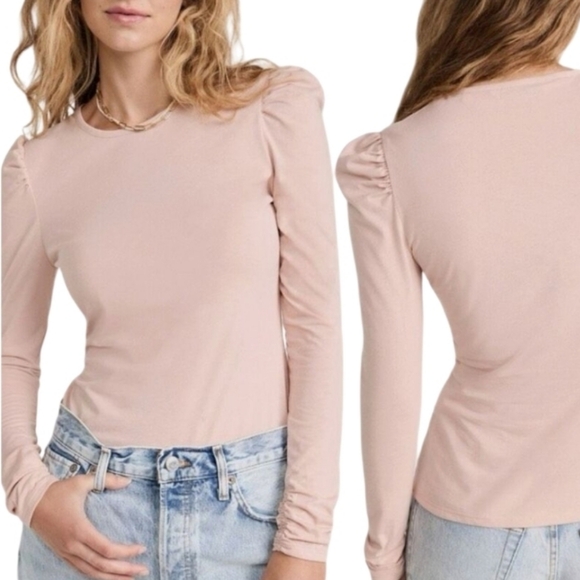 REBECCA TAYLOR Ruched Long Sleeve Top in Soft Blush - Picture 8 of 14